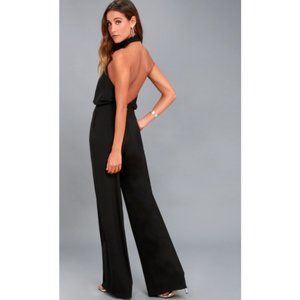 Lulu's NEW Moment Life Halter Jumpsuit Black XS